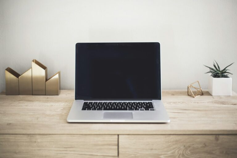Laptop on a home office desk