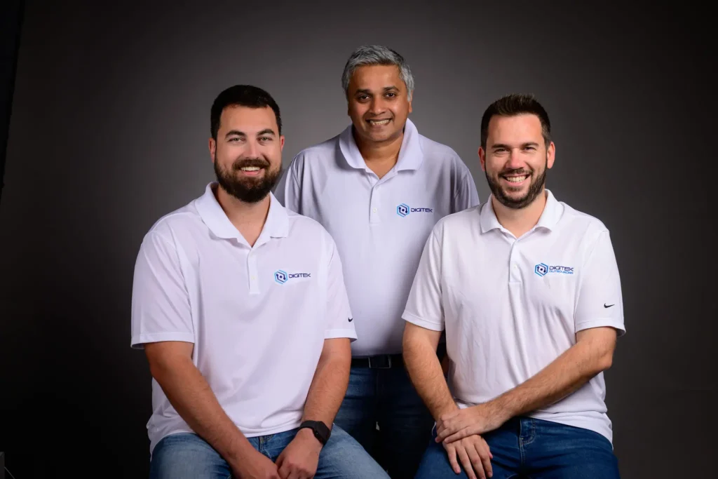 Team portrait of Jim Thomas, Joe Daley and Jordan Sidhom from Digitek IT