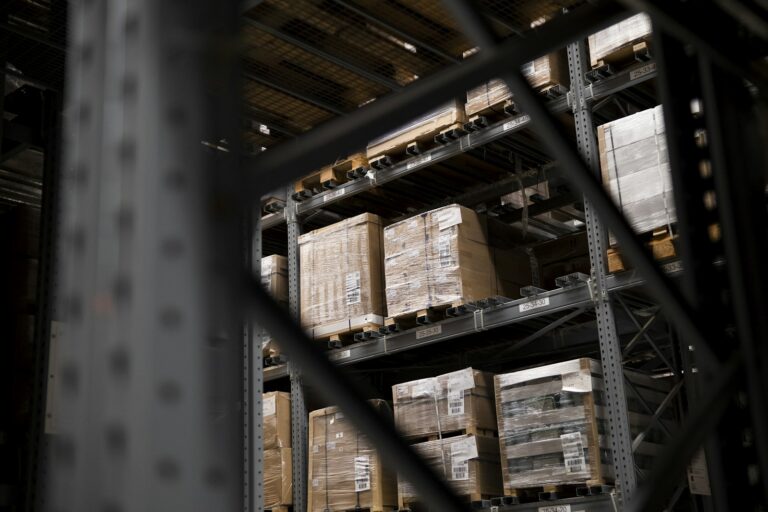 Warehouse filled with boxes and pallets
