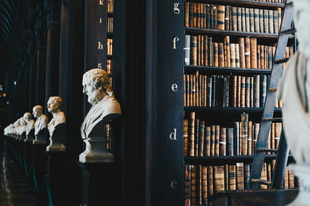 Law books on a shelf in a law office